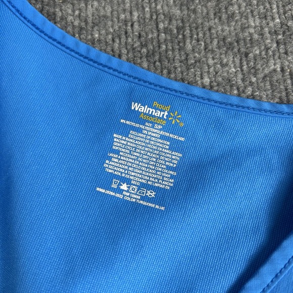 Walmart Vest Mens Small Blue Proud Associate Uniform Zip Pockets Work Turquoise - Picture 2 of 5